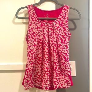 Pink tank top with floral overlay